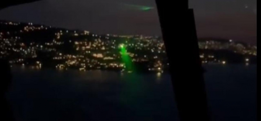 Yangın söndürme helikopterine karadan lazer tutuldu