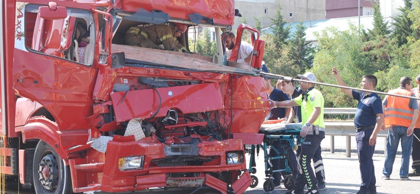 TEM Otoyolu'nda iki kamyon çarpıştı: 1 ölü, 2 yaralı