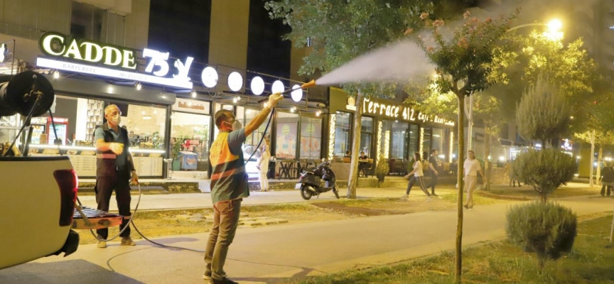 Diyarbakır'da ağaçlara "gece" bakımı