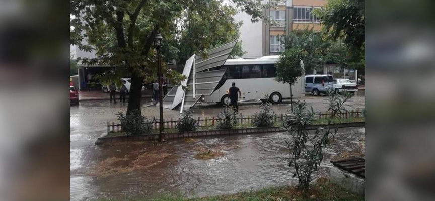 Çan'da fırtına ve yağış etkili oldu