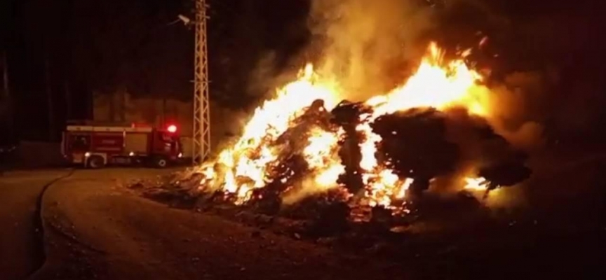 Mersin’de fıstık balyaları yandı