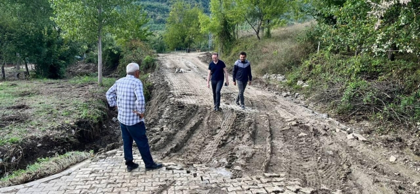 Ulus Kaymakamı Kılıç'tan sağanaktan etkilenen bölgelerde inceleme