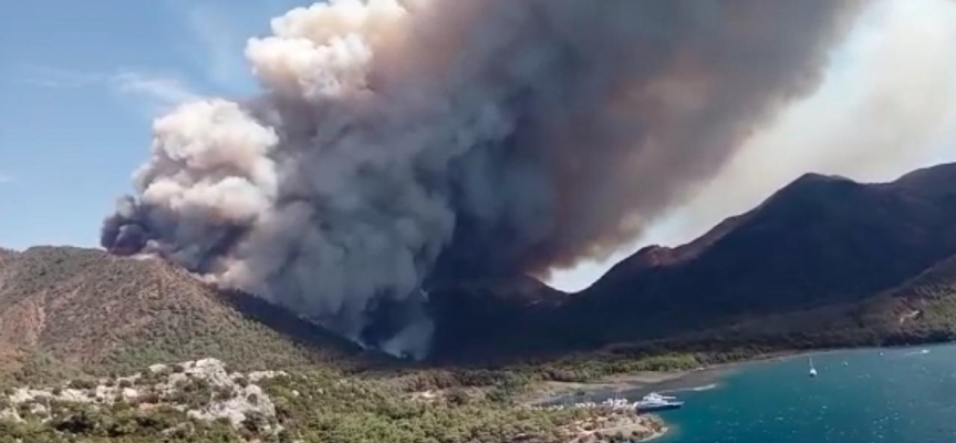 Marmaris'te orman yangını: Havadan ve karadan müdahale ediliyor