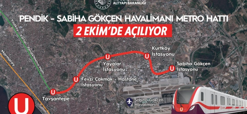 Pendik-Sabiha Gökçen Havalimanı metrosu pazar günü açılacak