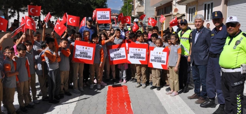 Öğrenciler yaya geçitlerini "Hayata saygı duruşu" sloganıyla boyadı