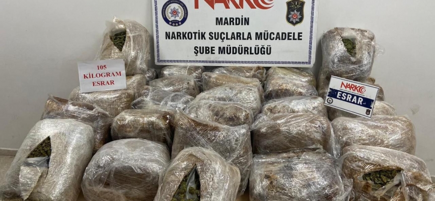 Mardin'de 105 kilogram esrar ele geçirildi