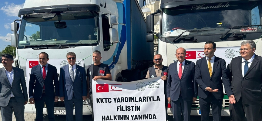 KKTC’den Gazze’ye insani yardım taşıyan 2 tır gönderildi