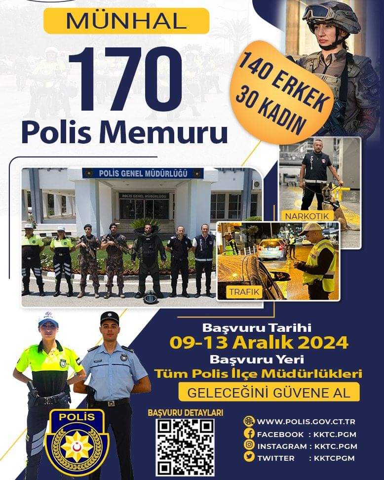 Polis memuru kadrolarına 170 kişi alınacak… Başvurular 9-13 Aralık’ta kabul edilecek