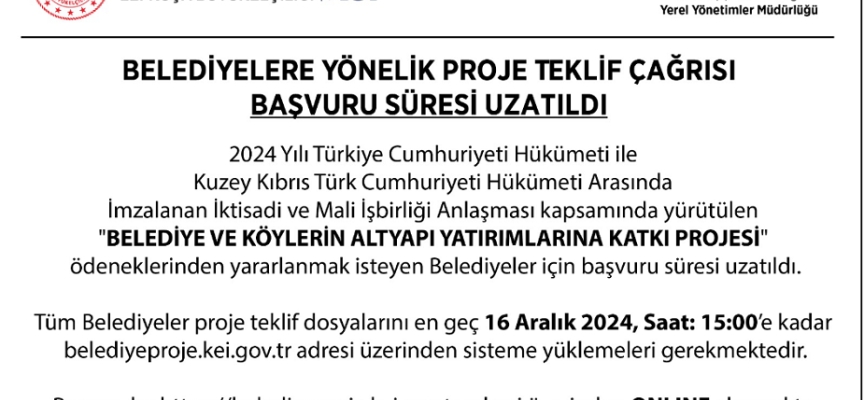 TC Lefkoşa Büyükelçiliği: “Belediyelere yönelik proje teklif çağrısının süresi uzatıldı”