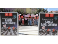 Sivrice'de yaya geçitleri "Hayata saygı duruşu" sloganıyla boyandı