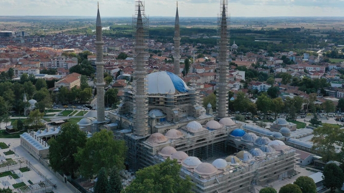 Selimiye Camii'ndeki restorasyon devam ediyor