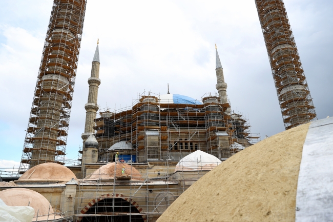 Selimiye Camii'ndeki restorasyon devam ediyor