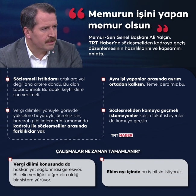 Memur-Sen Genel Başkanı Ali Yalçın: Memurun işini yapan memur olsun