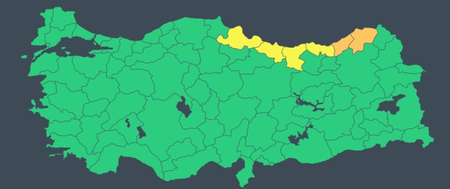 Orta ve Doğu Karadeniz için 'turuncu' ve 'sarı' uyarı