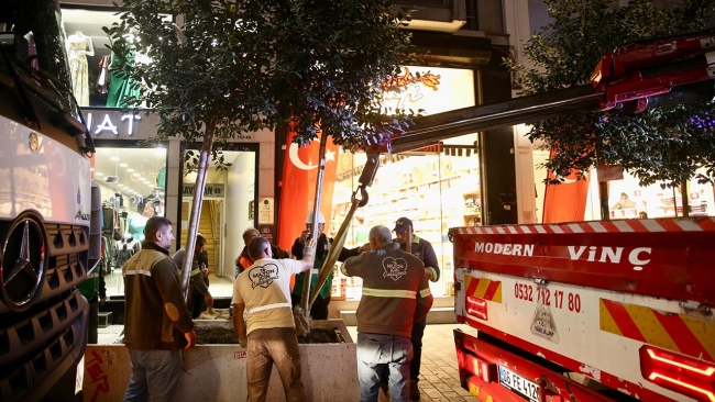 İstiklal Caddesi'ndeki ağaçlar kaldırılıyor