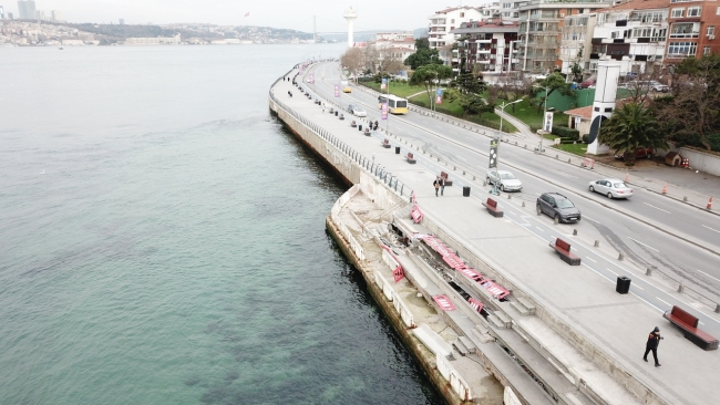 Üsküdar sahilinde çökme meydana geldi