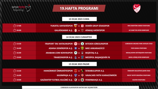 Süper Lig'in 7 haftalık maç programı açıklandı