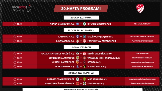 Süper Lig'in 7 haftalık maç programı açıklandı