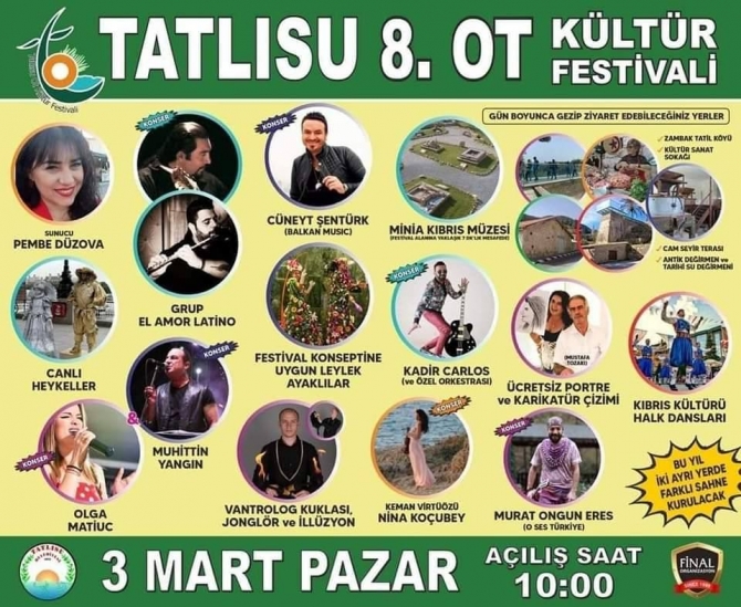 Tatlısu Ot Kültür Festivali 3 Mart Pazar günü yapılıyor